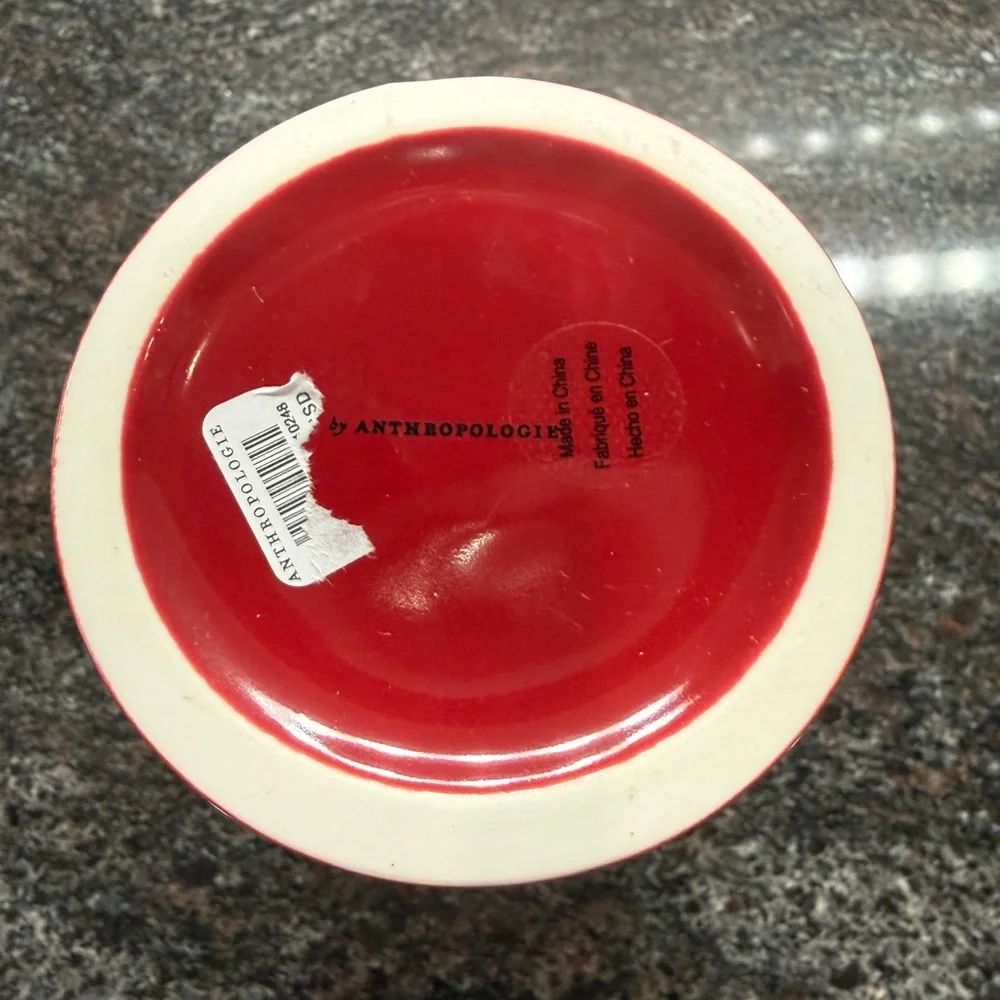 Anthropologie Holly Striped Stoneware Vase | Red | NWT